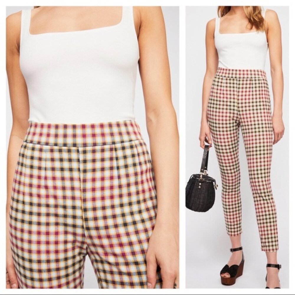 FREE PEOPLE Plaid Side Zip Closure Pants 61855-16515125 Size W25‎